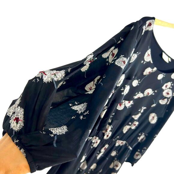 Anthropologie Deletta Black Multicolor Wished Bloom Split Sleeve Blouse, Size M - Picture 7 of 14